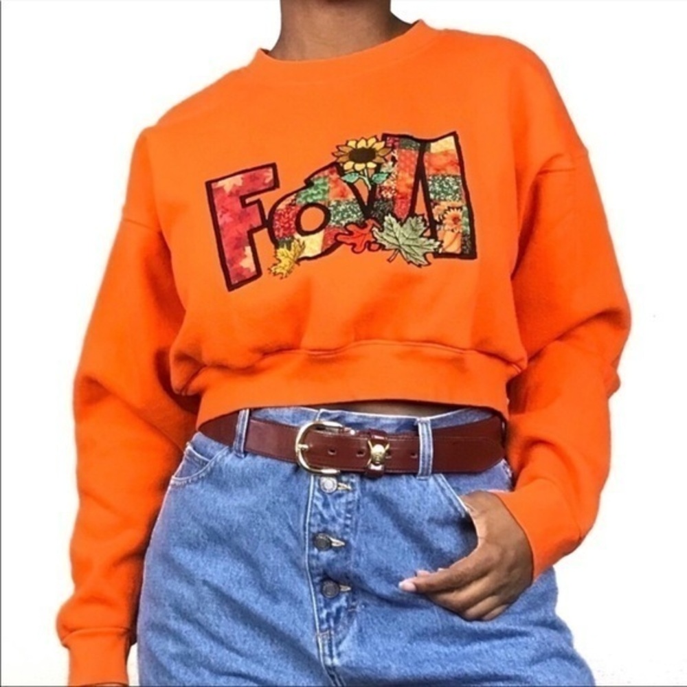 AAA Fall Autumn bright orange crewneck sweatshirt
